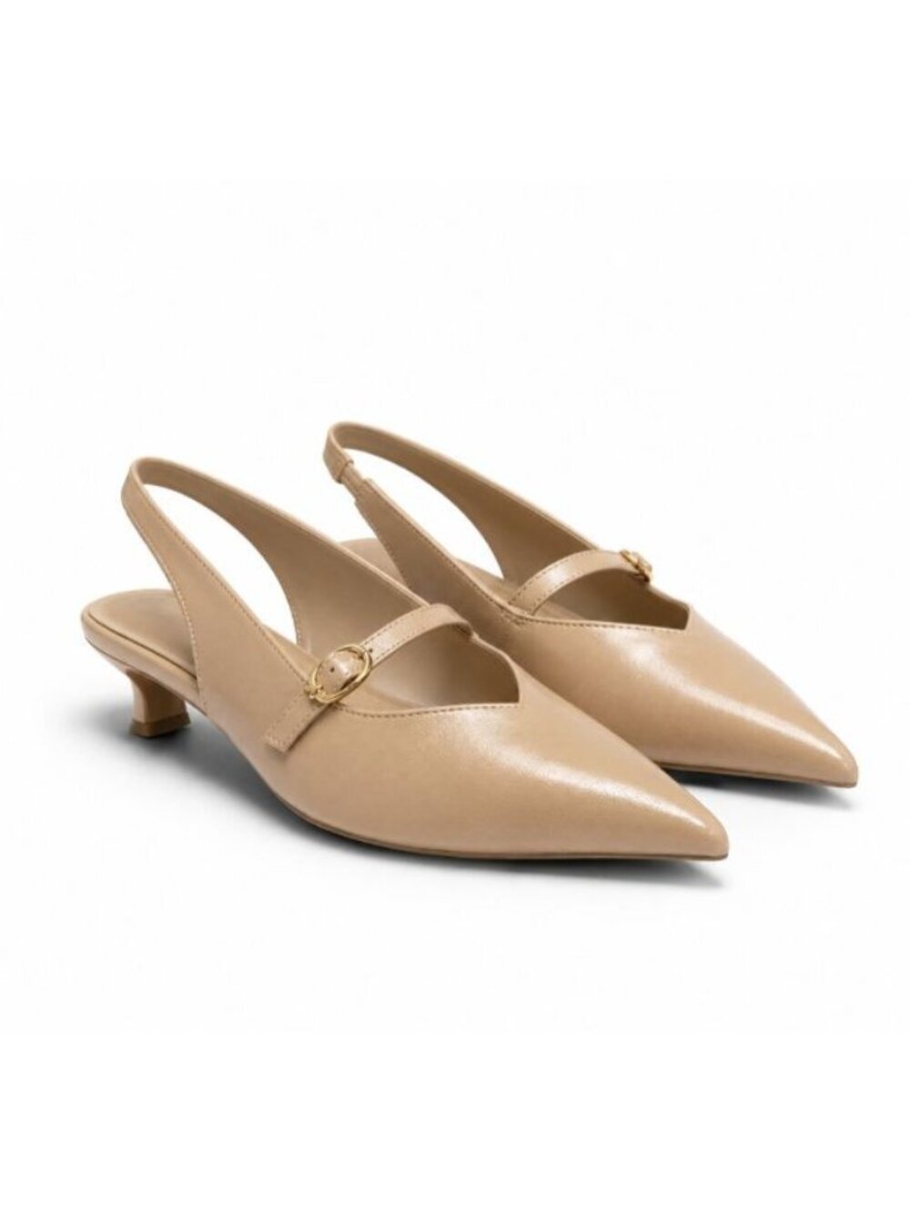 Naturalizer Grayson Slingback Kitten Heel Taupe Mary Jane Pumps 6.5 M NIB